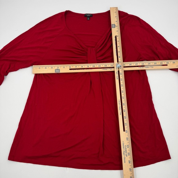 Talbots Women's Red Long Sleeve Twist Front Top‎ Blouse - Picture 4 of 8